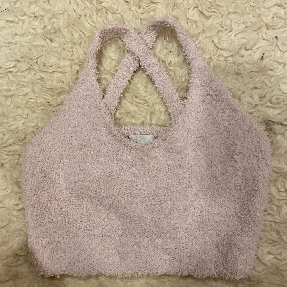 Fuzzy light purple crop tank